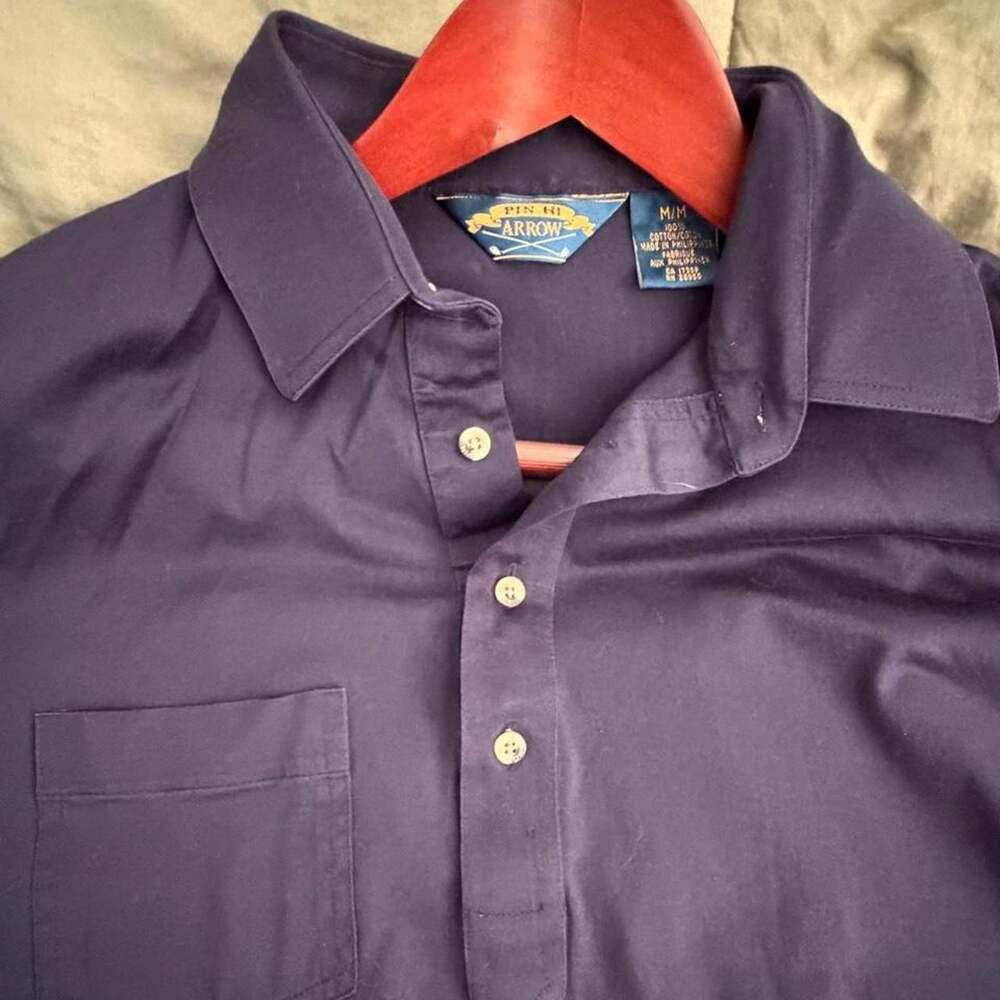 Arrow Pin Hi Vintage Polo Shirt M Navy Blue Golf Cotton